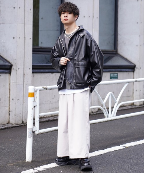 ADAMASTE（アダマスト）の「ワンタックベーシックワイドパンツ（その他パンツ・メンズ・ホワイト/ブラック・SMALL/MEDIUM/LARGE）」の9枚目の写真