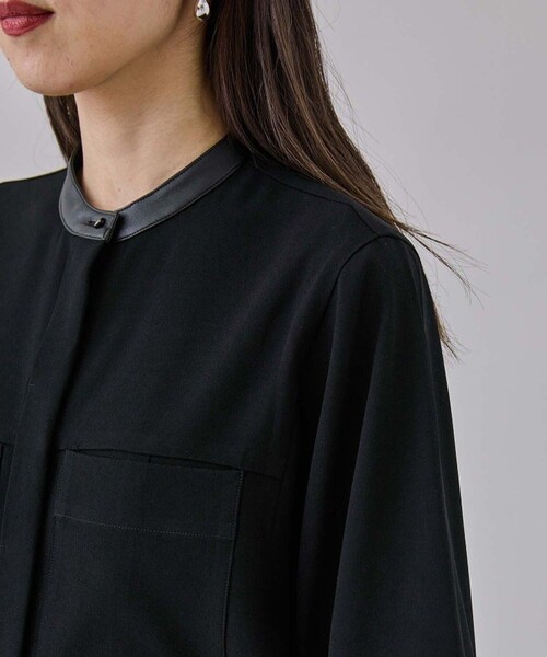 city（シティ）の「【CITY】サテンジョーゼットぺプラムシャツ（シャツ/ブラウス・レディース・ライトグレー/ブラック・FREE）」の5枚目の写真