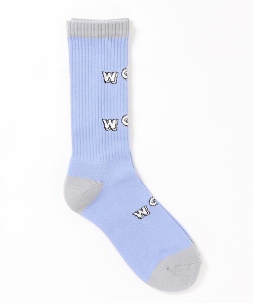 MR.EVERYDAY`S（ミスターエブリデイズ）の「MR.EVERYDAY’S ミスターエブリデイズ / ロングソックス 靴下 日本製ロゴソックス ('WOW LOGO) / MR-E073-102（ソックス/靴下・メンズ・ブラウン/スカイブルー・FREE）」の5枚目の写真