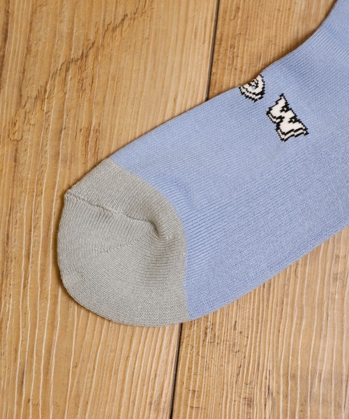 MR.EVERYDAY`S（ミスターエブリデイズ）の「MR.EVERYDAY’S ミスターエブリデイズ / ロングソックス 靴下 日本製ロゴソックス ('WOW LOGO) / MR-E073-102（ソックス/靴下・メンズ・ブラウン/スカイブルー・FREE）」の7枚目の写真