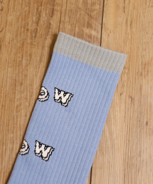 MR.EVERYDAY`S（ミスターエブリデイズ）の「MR.EVERYDAY’S ミスターエブリデイズ / ロングソックス 靴下 日本製ロゴソックス ('WOW LOGO) / MR-E073-102（ソックス/靴下・メンズ・ブラウン/スカイブルー・FREE）」の6枚目の写真