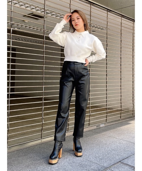 ENVYM（アンビー）の「フェイクレザーテーパードＰＴ（その他パンツ・レディース・ブラック・FREE）」の2枚目の写真