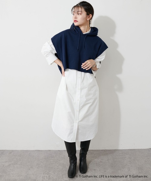 VOTE MAKE NEW CLOTHES(ボートメイクニュークローズ)の「【OT】トリプルネームスウェットトレーナーフーディー(スウェット・レディース・グレー/ネイビー・FREE)」の9枚目の写真