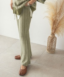 ダイヤ柄ジャガードニットフレアパンツ