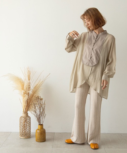 rectangle（レクタングル）の「ダイヤ柄ジャガードニットフレアパンツ（その他パンツ・レディース・ブラック/ベージュ/モカ/オリーブ・FREE）」の5枚目の写真