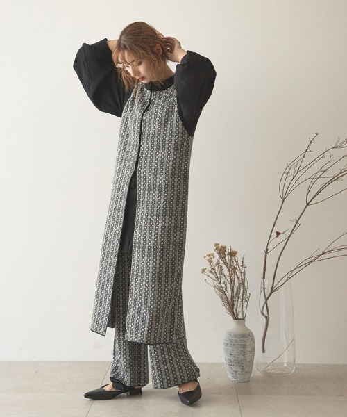 rectangle（レクタングル）の「ダイヤ柄ジャガードニットフレアパンツ（その他パンツ・レディース・ブラック/ベージュ/モカ/オリーブ・FREE）」の18枚目の写真