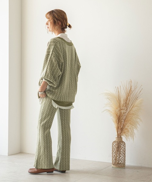 rectangle（レクタングル）の「ダイヤ柄ジャガードニットフレアパンツ（その他パンツ・レディース・ブラック/ベージュ/モカ/オリーブ・FREE）」の22枚目の写真