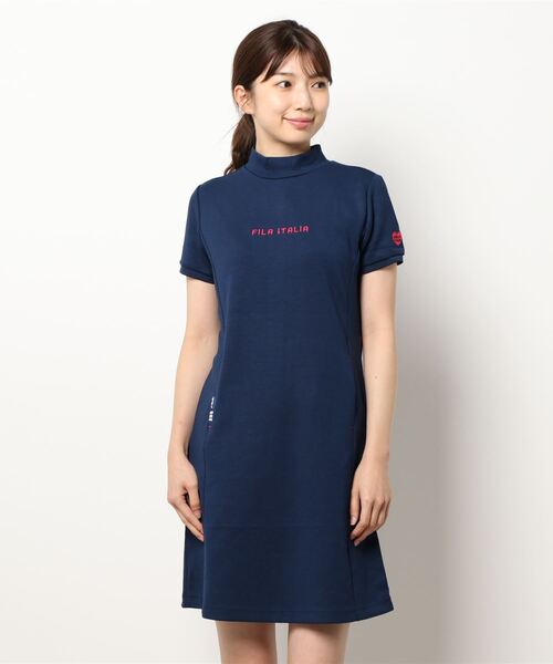 FILA(フィラ)の「【FILA GOLF/フィラゴルフ】ワンポイントロゴ ジャガード ダンボールニット モックネック ワンピース/UVカット/ストレッチ(ワンピース・レディース・ミックスグレー/ピンク/ネイビー・L/LL/M)」の3枚目の写真