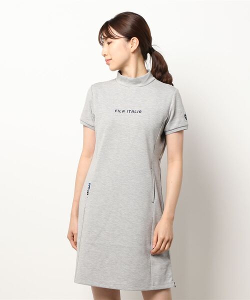 FILA(フィラ)の「【FILA GOLF/フィラゴルフ】ワンポイントロゴ ジャガード ダンボールニット モックネック ワンピース/UVカット/ストレッチ(ワンピース・レディース・ミックスグレー/ピンク/ネイビー・L/LL/M)」の2枚目の写真