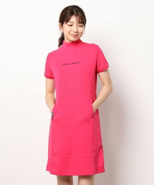 FILA(フィラ)の「【FILA GOLF/フィラゴルフ】ワンポイントロゴ ジャガード ダンボールニット モックネック ワンピース/UVカット/ストレッチ(ワンピース・レディース・ミックスグレー/ピンク/ネイビー・L/LL/M)」の1枚目の写真