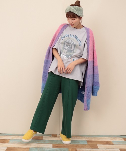 チチカカ（チチカカ）の「ワッフルｘテレコスリットパンツ（その他パンツ・レディース・ブラウン/グリーン・FREE）」の7枚目の写真