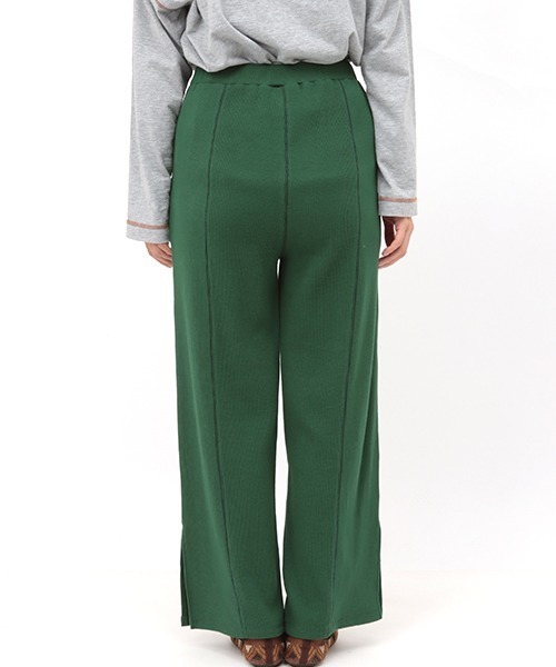 チチカカ（チチカカ）の「ワッフルｘテレコスリットパンツ（その他パンツ・レディース・ブラウン/グリーン・FREE）」の4枚目の写真