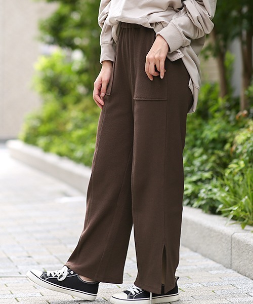 チチカカ（チチカカ）の「ワッフルｘテレコスリットパンツ（その他パンツ・レディース・ブラウン/グリーン・FREE）」の12枚目の写真