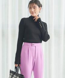 green label relaxing | リブ タートルネック 袖ボタン プルオーバー ニット -ウォッシャブル-(ニット/セーター)