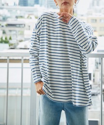 RIVE DROITE | シンプルなスタイリングの主役に　ボーダーワイドロンTシャツ(Tシャツ/カットソー)