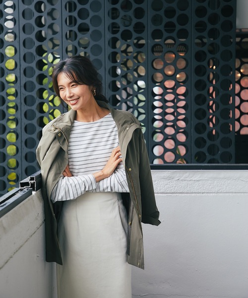 RIVE DROITE（リヴドロワ）の「シンプルなスタイリングの主役に　ボーダーワイドロンTシャツ（Tシャツ/カットソー・レディース・グレー/ブルー・FREE）」の14枚目の写真