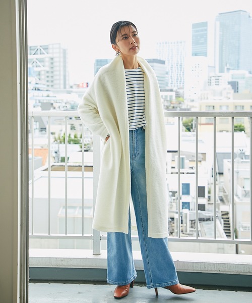 RIVE DROITE（リヴドロワ）の「シンプルなスタイリングの主役に　ボーダーワイドロンTシャツ（Tシャツ/カットソー・レディース・グレー/ブルー・FREE）」の10枚目の写真