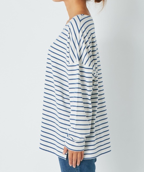 RIVE DROITE（リヴドロワ）の「シンプルなスタイリングの主役に　ボーダーワイドロンTシャツ（Tシャツ/カットソー・レディース・グレー/ブルー・FREE）」の22枚目の写真