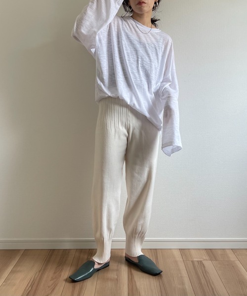 wee9s(ウィークス)の「loose fit slab tee / オーバーサイズルーズフィットスラブティーシャツ(Tシャツ/カットソー・レディース・ホワイト/ブラック/ピンク/オレンジ・FREE)」の5枚目の写真