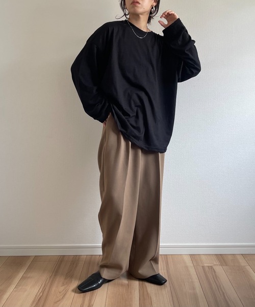 wee9s(ウィークス)の「loose fit slab tee / オーバーサイズルーズフィットスラブティーシャツ(Tシャツ/カットソー・レディース・ホワイト/ブラック/ピンク/オレンジ・FREE)」の14枚目の写真
