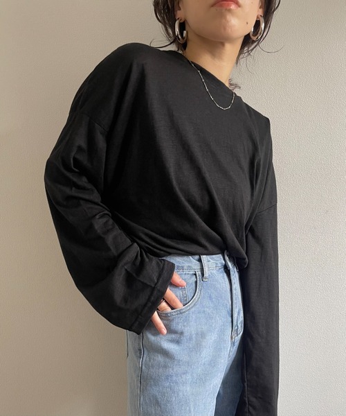 wee9s(ウィークス)の「loose fit slab tee / オーバーサイズルーズフィットスラブティーシャツ(Tシャツ/カットソー・レディース・ホワイト/ブラック/ピンク/オレンジ・FREE)」の11枚目の写真