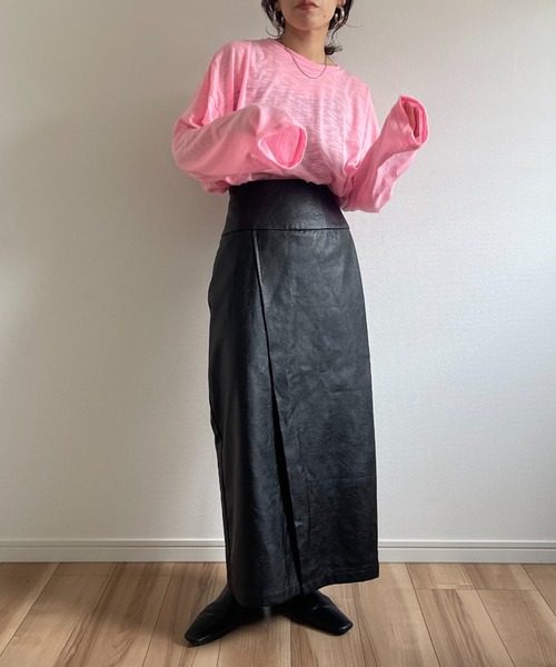 wee9s(ウィークス)の「loose fit slab tee / オーバーサイズルーズフィットスラブティーシャツ(Tシャツ/カットソー・レディース・ホワイト/ブラック/ピンク/オレンジ・FREE)」の16枚目の写真