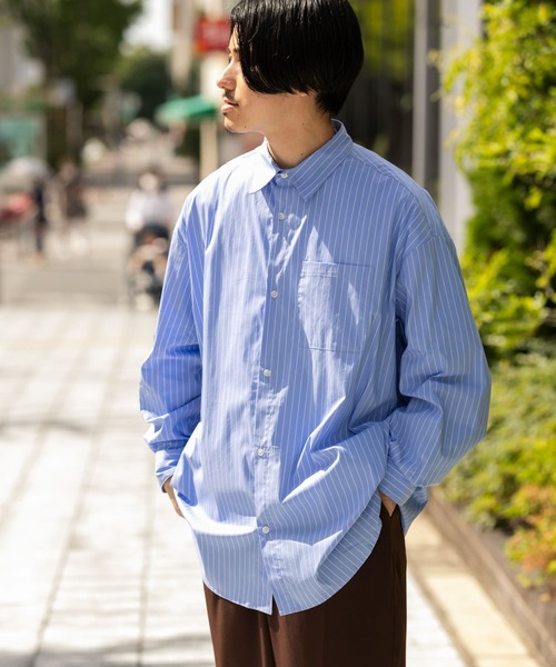 ITEMS URBANRESEARCH（アイテムズ アーバンリサーチ）の「オーバーサイズ ストライプシャツ（シャツ/ブラウス・メンズ・グレー/ネイビー/ブルー・SMALL/MEDIUM/LARGE）」の16枚目の写真
