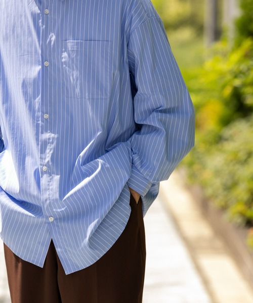 ITEMS URBANRESEARCH（アイテムズ アーバンリサーチ）の「オーバーサイズ ストライプシャツ（シャツ/ブラウス・メンズ・グレー/ネイビー/ブルー・SMALL/MEDIUM/LARGE）」の17枚目の写真