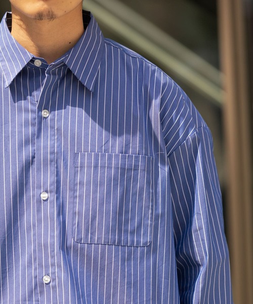 ITEMS URBANRESEARCH（アイテムズ アーバンリサーチ）の「オーバーサイズ ストライプシャツ（シャツ/ブラウス・メンズ・グレー/ネイビー/ブルー・SMALL/MEDIUM/LARGE）」の19枚目の写真