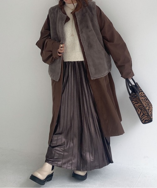 archives（アルシーヴ）の「モッズコート＆フェイクファーベストセット（モッズコート・レディース・ブラック/ブラウン/カーキ・MEDIUM）」の12枚目の写真