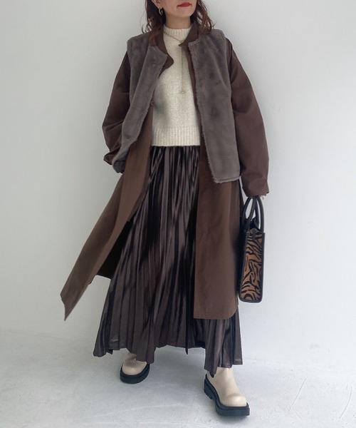 archives（アルシーヴ）の「モッズコート＆フェイクファーベストセット（モッズコート・レディース・ブラック/ブラウン/カーキ・MEDIUM）」の4枚目の写真