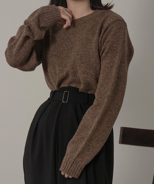 lawgy(ラウジー)の「blend color short length knit(ニット/セーター・レディース・ブラウン/グレー・FREE)」の2枚目の写真