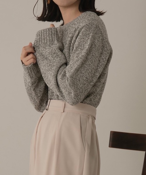 lawgy(ラウジー)の「blend color short length knit(ニット/セーター・レディース・ブラウン/グレー・FREE)」の3枚目の写真