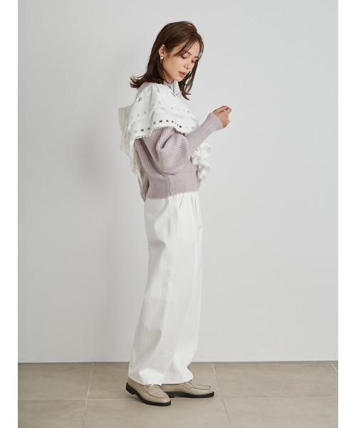 SNIDEL（スナイデル）の「エンブロイダリードッキングニットプル