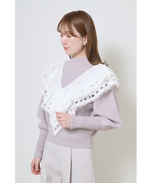 SNIDEL（スナイデル）の「エンブロイダリードッキングニットプル  