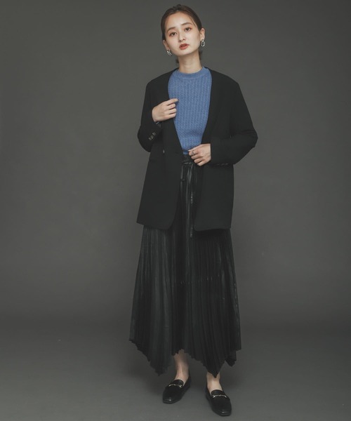 SENSE OF PLACE by URBAN RESEARCH（センスオブプレイスバイアーバンリサーチ）の「レザーライクプリーツスカート（スカート・レディース・ブラック/ライトベージュ・ONE）」の15枚目の写真