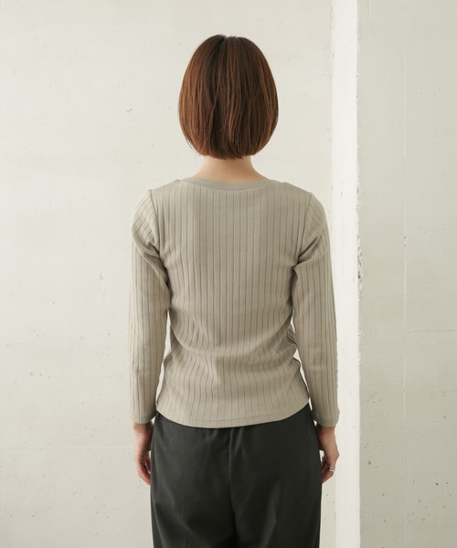 URBAN RESEARCH DOORS（アーバンリサーチドアーズ）の「針抜き長袖カットソー（Tシャツ/カットソー・レディース・ブラック/ライトグレー/オフホワイト/ストライプ・ONE）」の6枚目の写真