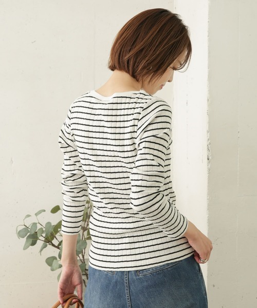 URBAN RESEARCH DOORS（アーバンリサーチドアーズ）の「針抜き長袖カットソー（Tシャツ/カットソー・レディース・ブラック/ライトグレー/オフホワイト/ストライプ・ONE）」の8枚目の写真