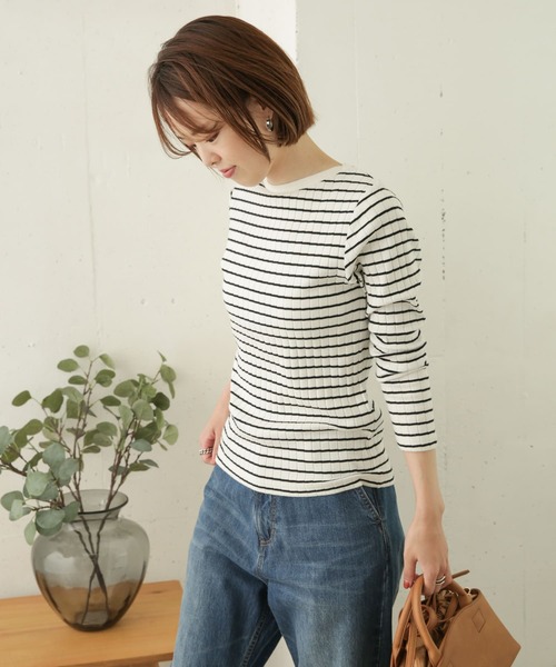 URBAN RESEARCH DOORS（アーバンリサーチドアーズ）の「針抜き長袖カットソー（Tシャツ/カットソー・レディース・ブラック/ライトグレー/オフホワイト/ストライプ・ONE）」の20枚目の写真