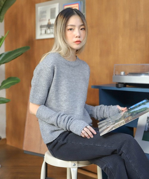 UNE MANSION(ユヌマンション)の「ウォーマー&ニットセット(ニット/セーター・レディース・ブラック/グレー/ブルー・FREE)」の3枚目の写真