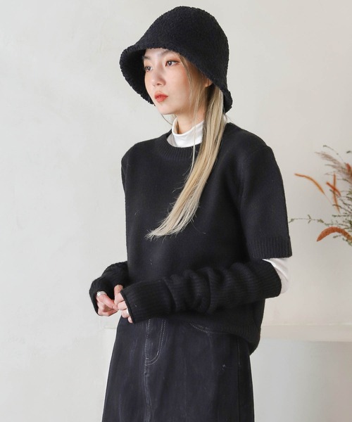 UNE MANSION(ユヌマンション)の「ウォーマー&ニットセット(ニット/セーター・レディース・ブラック/グレー/ブルー・FREE)」の2枚目の写真