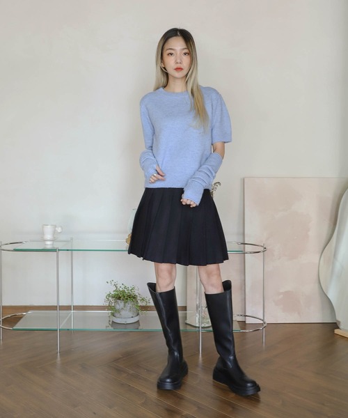 UNE MANSION(ユヌマンション)の「ウォーマー&ニットセット(ニット/セーター・レディース・ブラック/グレー/ブルー・FREE)」の4枚目の写真