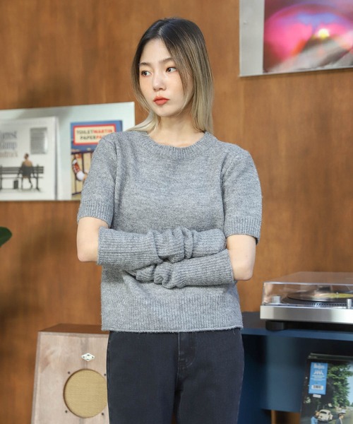 UNE MANSION(ユヌマンション)の「ウォーマー&ニットセット(ニット/セーター・レディース・ブラック/グレー/ブルー・FREE)」の5枚目の写真