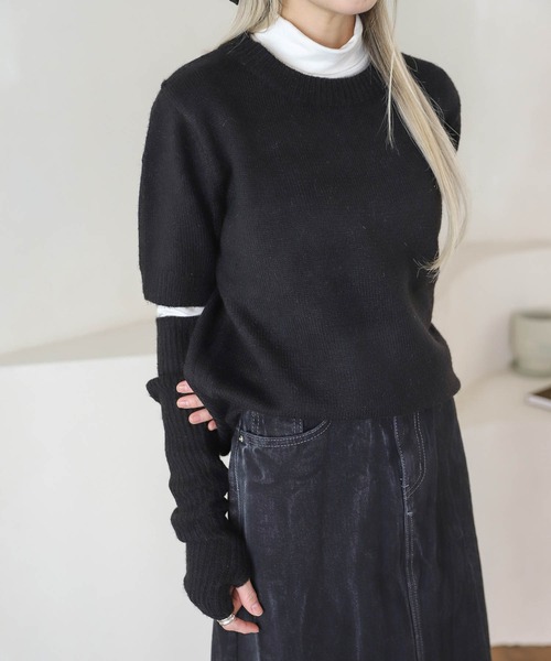 UNE MANSION(ユヌマンション)の「ウォーマー&ニットセット(ニット/セーター・レディース・ブラック/グレー/ブルー・FREE)」の10枚目の写真