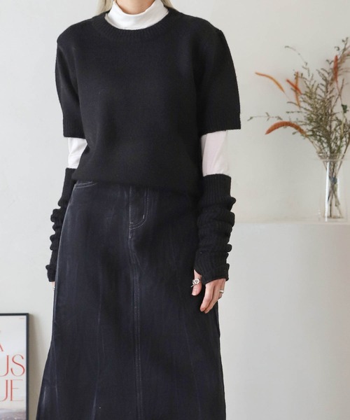 UNE MANSION(ユヌマンション)の「ウォーマー&ニットセット(ニット/セーター・レディース・ブラック/グレー/ブルー・FREE)」の7枚目の写真