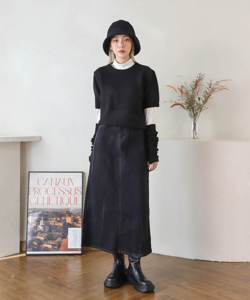 UNE MANSION(ユヌマンション)の「ウォーマー&ニットセット(ニット/セーター・レディース・ブラック/グレー/ブルー・FREE)」の6枚目の写真