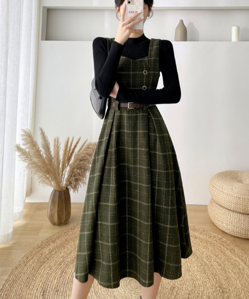 ロンハーマン別注✨ebure ロングワンピース　チェック柄 Ron Herman - スターリーチェックワンピース ebure ロンハーマン