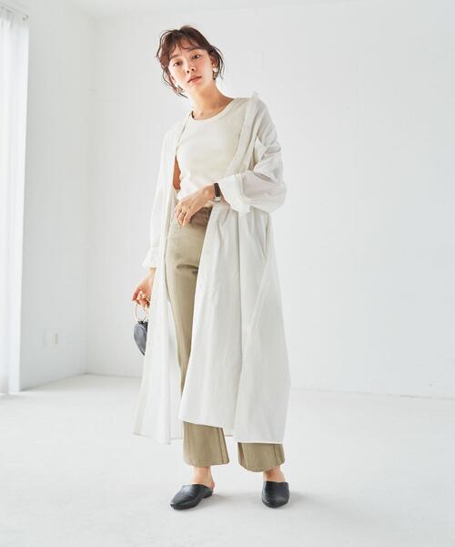 coen（コーエン）の「コットンブレンドバンドカラーシャツワンピース（シャツワンピース・レディース・オフホワイト/ダークグレー/コバルトブルー・MEDIUM/LARGE）」の7枚目の写真