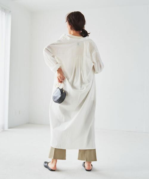 coen（コーエン）の「コットンブレンドバンドカラーシャツワンピース（シャツワンピース・レディース・オフホワイト/ダークグレー/コバルトブルー・MEDIUM/LARGE）」の8枚目の写真