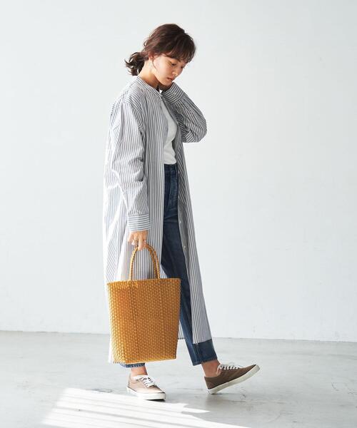 coen（コーエン）の「コットンブレンドバンドカラーシャツワンピース（シャツワンピース・レディース・オフホワイト/ダークグレー/コバルトブルー・MEDIUM/LARGE）」の10枚目の写真